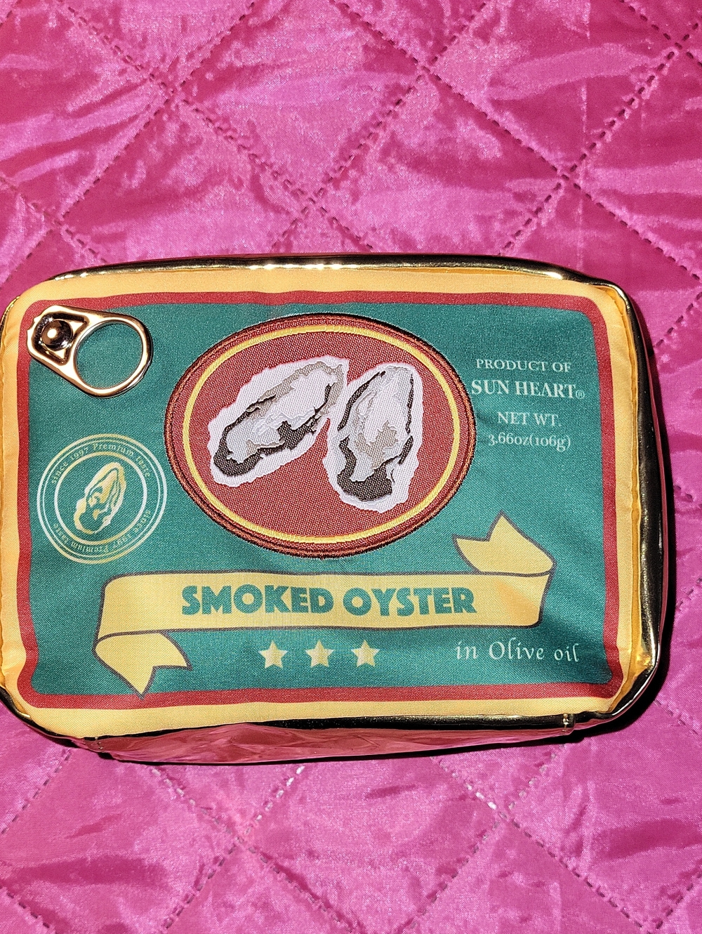 Marushin Yum Food Inspire Smoked Oyster Travel Bag Gold